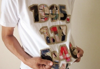 阪神・淡路大震災（1.17）のパッチワークのＴシャツ。