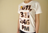 東日本大震災（3.11）のパッチワークのＴシャツ。