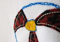 手刺繍とパッチワークのスウェット（トレーナー）。サーカスの「玉遊びのオットセイ」のスウェット（トレーナー）。